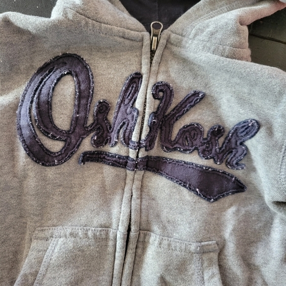 OshKosh Baby 24 Months Grey Jacket Full Zip Long Sleeve Hooded Girl Boy Logo - Picture 2 of 4